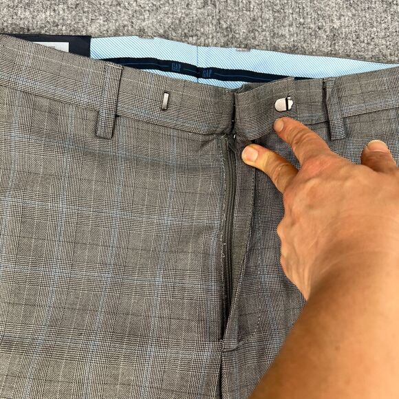 Gap Pants Mens 33 Grey Plaid Flat Front Straight Fit Mid Rise Cotton Dress * - Picture 4 of 14